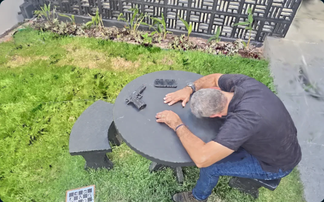 Cena de crime simulada reconstruída em 3D